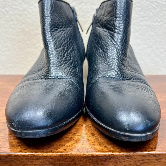 Sam Edelman Petty Ankle Booties black stacked heel round toe side zip size 7.5M - Picture 7 of 16